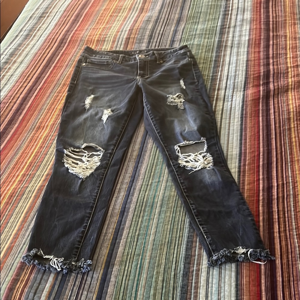 Maurices  Ankle Cropped Jeans with Distressed Details